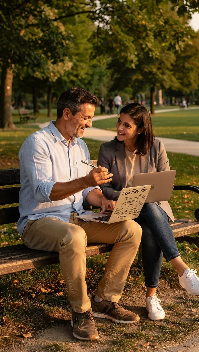 Könyvek és jegyzetfüzetek egy pénzügyi blog szerzőjének munkaterületén, hangsúlyozva a gyakorlati pénzügyi stratégiákat.
